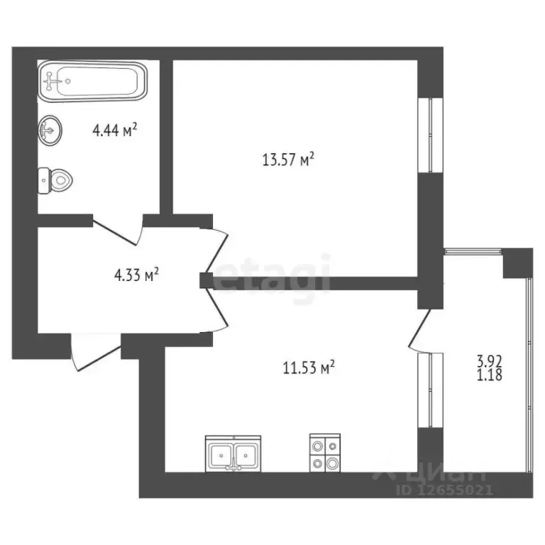 1-к кв. Костромская область, Кострома Южная ул., 40 (48.0 м) - Фото 1