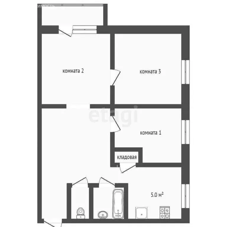 3-комнатная квартира: Ишим, улица Шаронова, 5 (47.9 м) - Фото 0