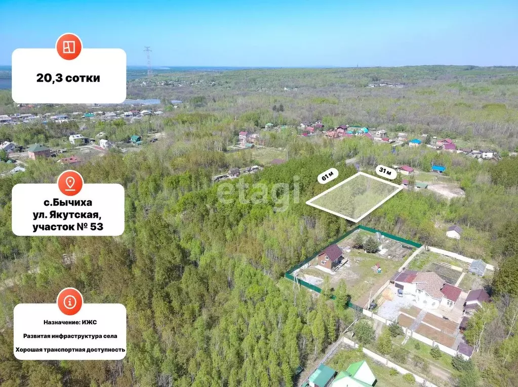 Участок в Хабаровский край, Хабаровский район, с. Бычиха ул. Якутская ... - Фото 1