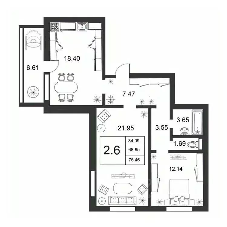 3-к кв. Новгородская область, Великий Новгород ул. Якова Павлова, 15 ... - Фото 1