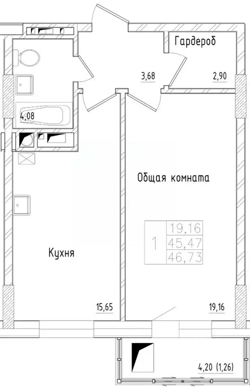 1-к кв. Саха (Якутия), Якутск ул. Красильникова, 9/10 (46.73 м) - Фото 1