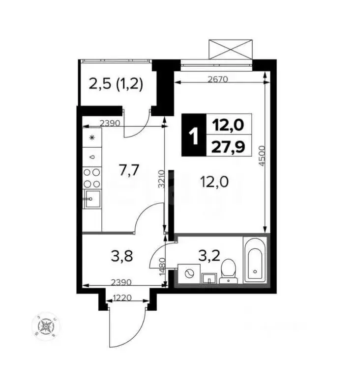 1-комнатная квартира: Москва, Ленинградское шоссе, 228к5 (28.2 м) - Фото 0