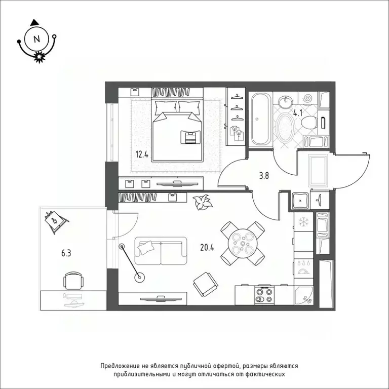 1-к кв. Омская область, Омск Зеленая река мкр,  (42.6 м) - Фото 0