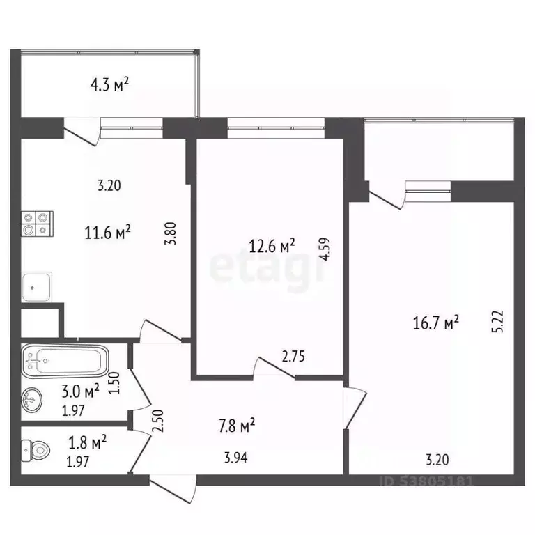 2-к кв. Ростовская область, Батайск пер. Талалихина, 30к1 (57.5 м) - Фото 2