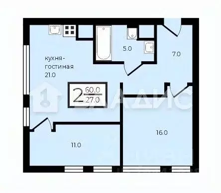 2-к кв. Москва Рублевское ш., 101 (60.0 м) - Фото 1