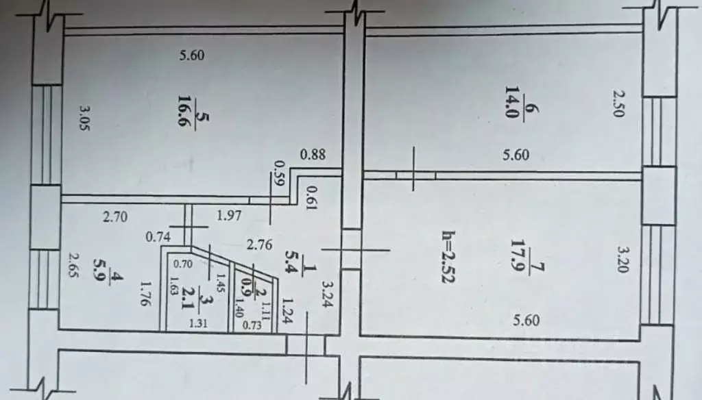 3-к кв. Башкортостан, Стерлитамак ул. Имая Насыри, 5 (62.8 м) - Фото 2