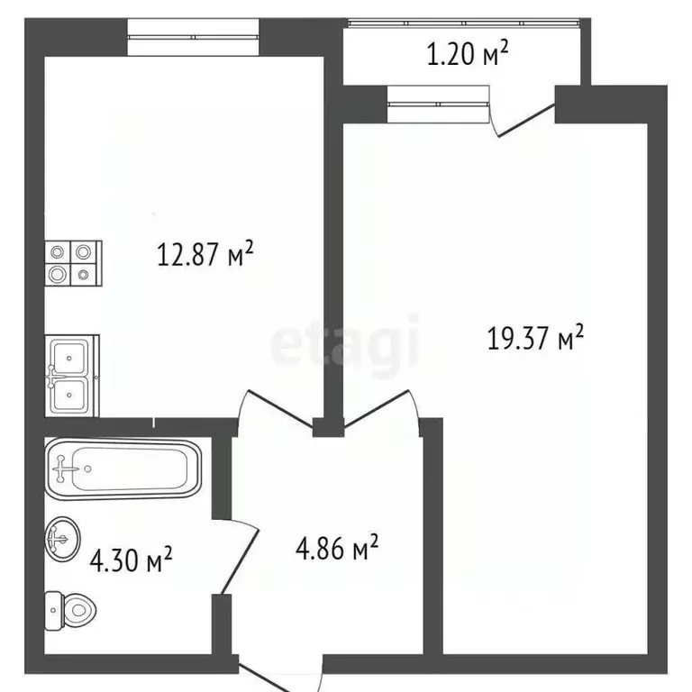 1-к кв. Ростовская область, Аксай ул. Речников, 18к2 (41.5 м) - Фото 2