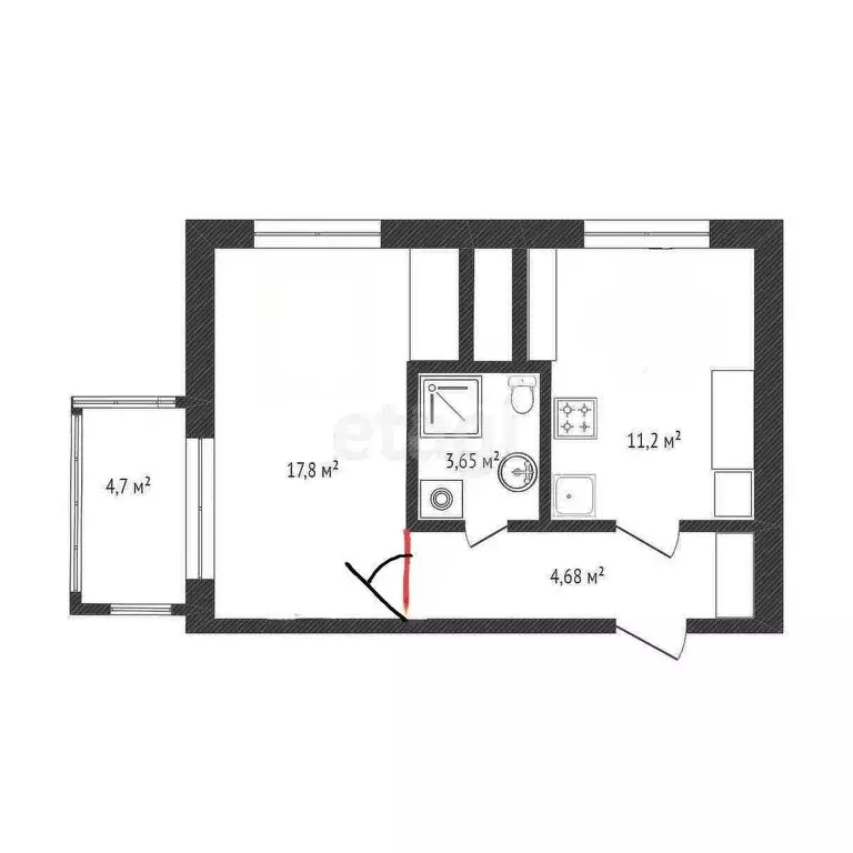 1-комнатная квартира: Светлогорск, Майский проезд, 9 (35 м) - Фото 0