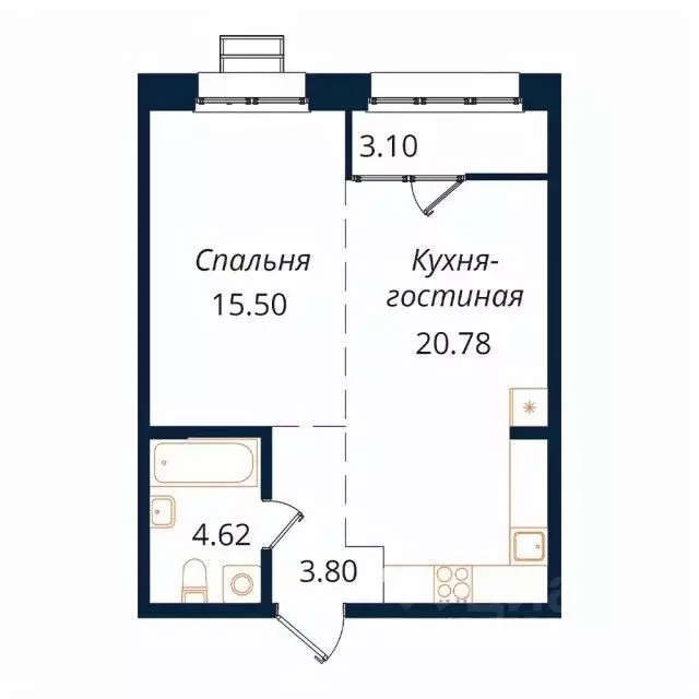 1-к кв. Иркутская область, Иркутск Байкальская ул., 246Б (47.8 м) - Фото 1