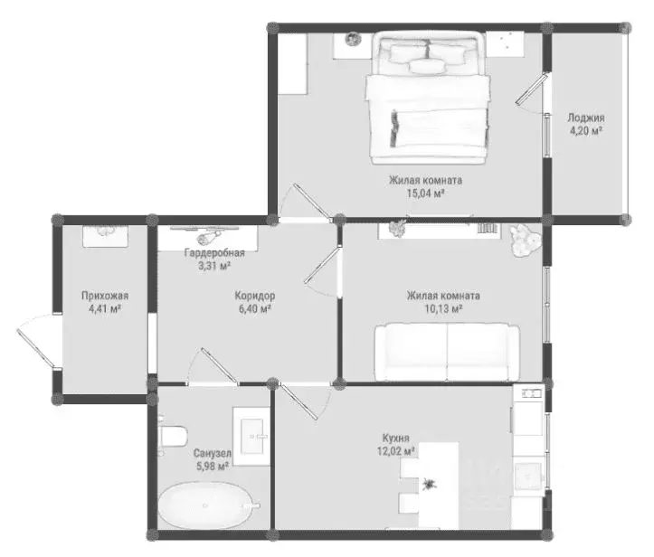 2-к кв. Крым, Керчь Образцово жилой комплекс, 6 (59.39 м) - Фото 1