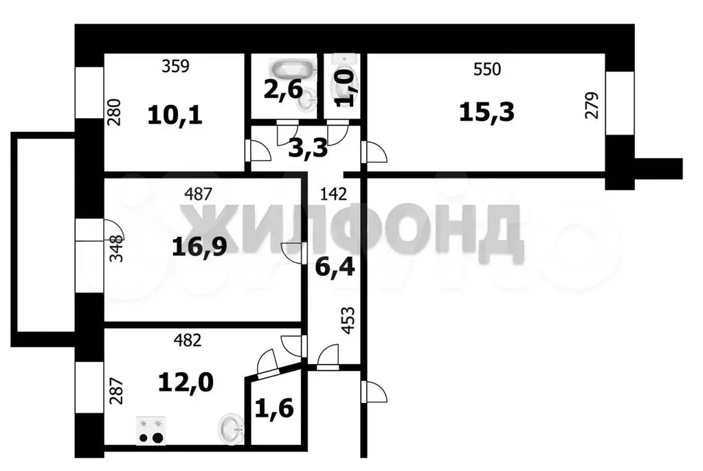 3-к. квартира, 69 м, 9/10 эт. - Фото 0