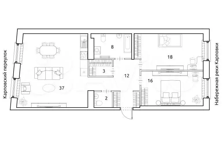 2-к. квартира, 96 м, 6/8 эт. - Фото 0