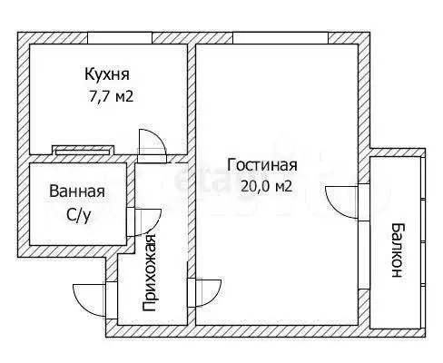 1-к. квартира, 36,3 м, 8/9 эт. - Фото 0