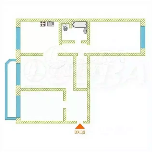 3-к кв. Тюменская область, Тюмень ул. Пермякова, 78к2 (92.0 м) - Фото 1