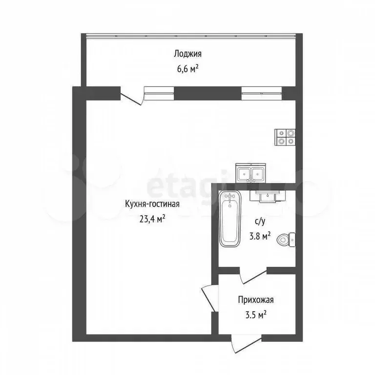 Квартира-студия, 30,6 м, 2/20 эт. - Фото 0