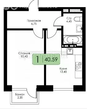 1-комнатная квартира: Смоленск, ЖК Среда (40.59 м) - Фото 0