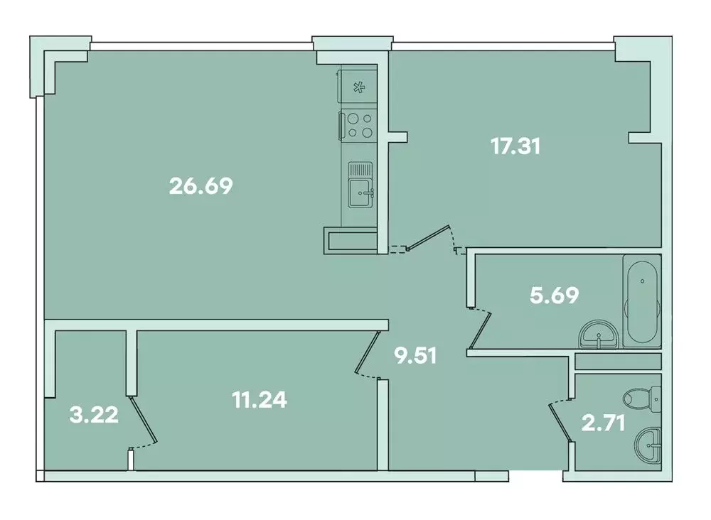 2-комнатная квартира: Иркутск, улица Петрова, 16 (77.66 м) - Фото 0