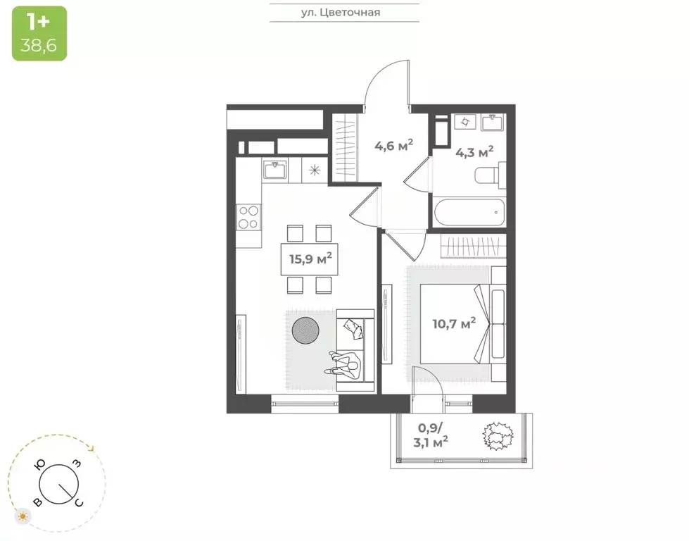 1-к кв. Тверская область, Тверь Соминка мкр,  (36.4 м) - Фото 0