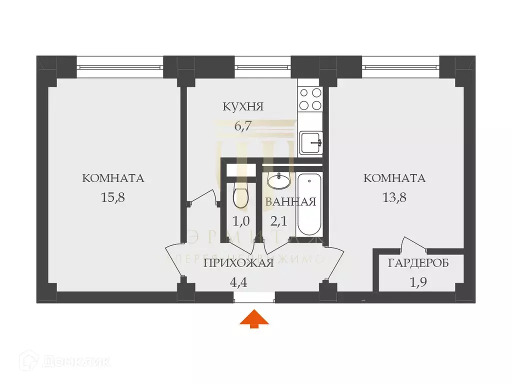 Продаётся 2-к квартира, 45.7 м - Фото 1