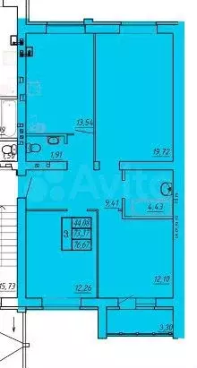 3-к. квартира, 75 м, 2/3 эт. - Фото 0