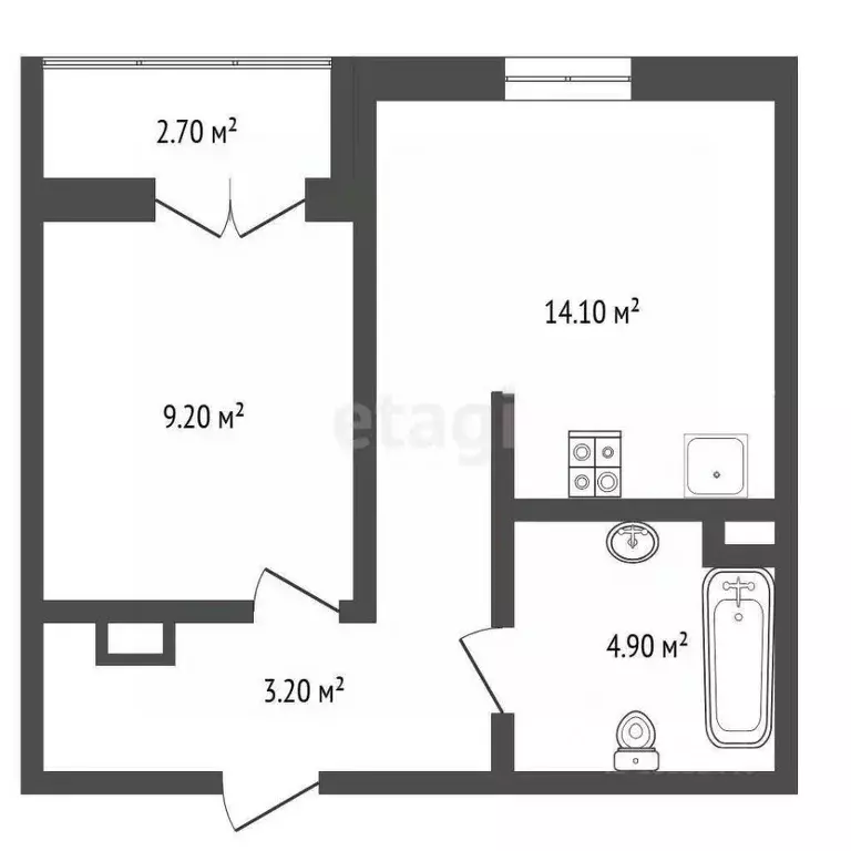 1-к кв. Тюменская область, Тюмень проезд Тихий, 4 (34.0 м) - Фото 1