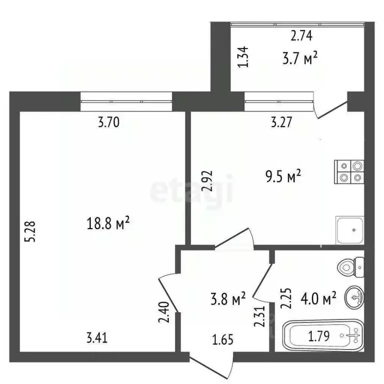 1-к кв. Башкортостан, Стерлитамакский район, Отрадовский сельсовет, с. ... - Фото 2