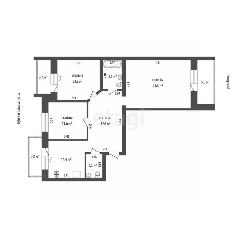 3-к кв. Самарская область, Самара Ташкентская ул., 248 (86.6 м) - Фото 2