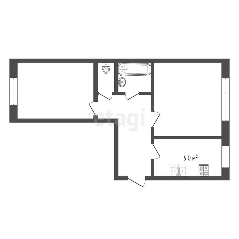 Квартира, 2 комнаты, 42.7 м - Фото 0