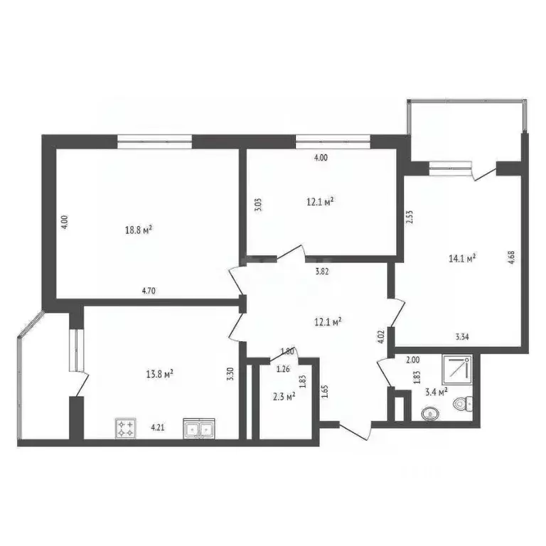 3-к кв. Краснодарский край, Краснодар ул. Им. Героя Сарабеева В.И., ... - Фото 2