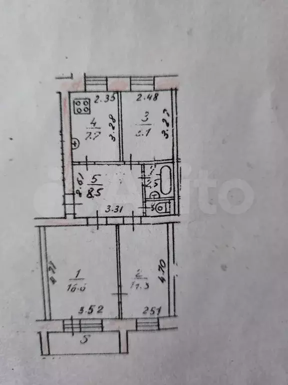 3-к. квартира, 58,3 м, 1/5 эт. - Фото 1