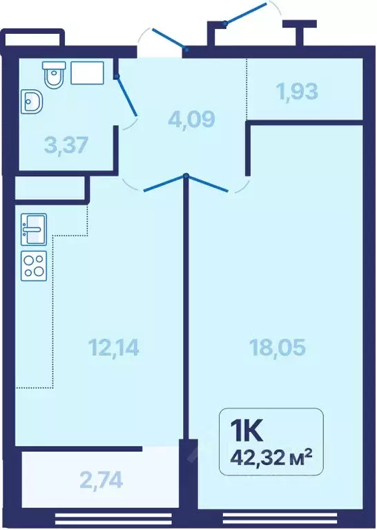 1-к кв. Свердловская область, Екатеринбург просп. Космонавтов, 9 ... - Фото 1