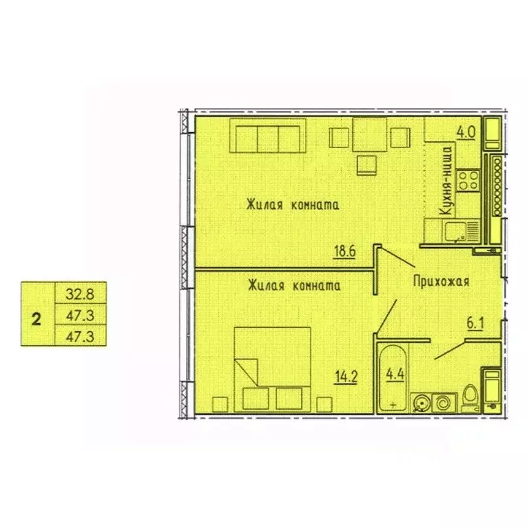 2-к кв. Пензенская область, Пенза ул. Яшиной, 10 (47.3 м) - Фото 0