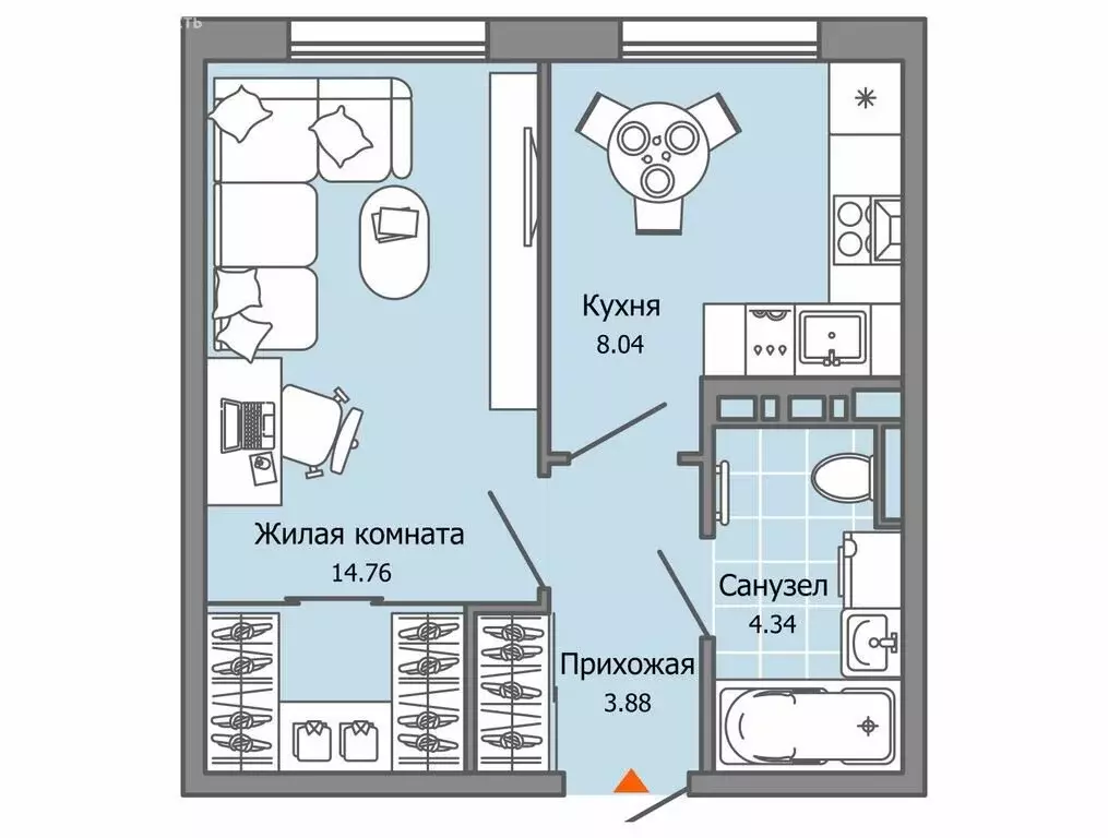 1-комнатная квартира: Ульяновск, жилой комплекс Город Новаторов, 2 (31 ... - Фото 0