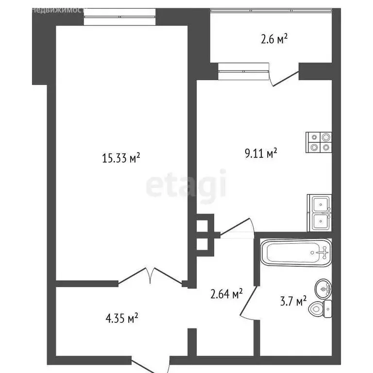 1-комнатная квартира: Якутск, 203-й микрорайон, 31 (35.3 м) - Фото 1