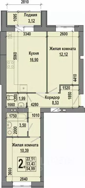 2-к кв. Волгоградская область, Волгоград Долина-2 жилрайон,  (54.99 м) - Фото 0