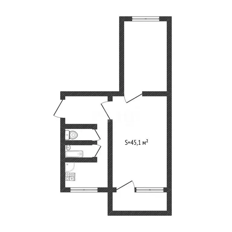 2-комнатная квартира: Бийск, переулок Николая Липового, 70 (45.1 м) - Фото 1