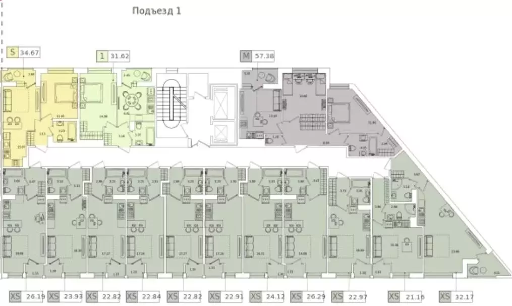 Студия Санкт-Петербург Планерная ул., 87к1 (30.7 м) - Фото 1