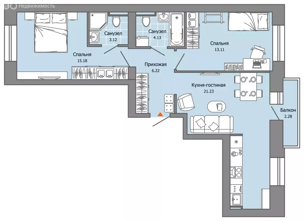 2-комнатная квартира: Пермь, улица Дзержинского, 35А (64 м) - Фото 2