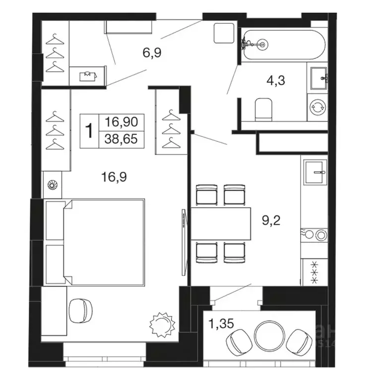 1-к кв. Московская область, Апрелевка Наро-Фоминский городской округ, ... - Фото 1