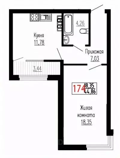 1-к кв. Свердловская область, Екатеринбург ул. Лыжников, 3 (44.6 м) - Фото 0
