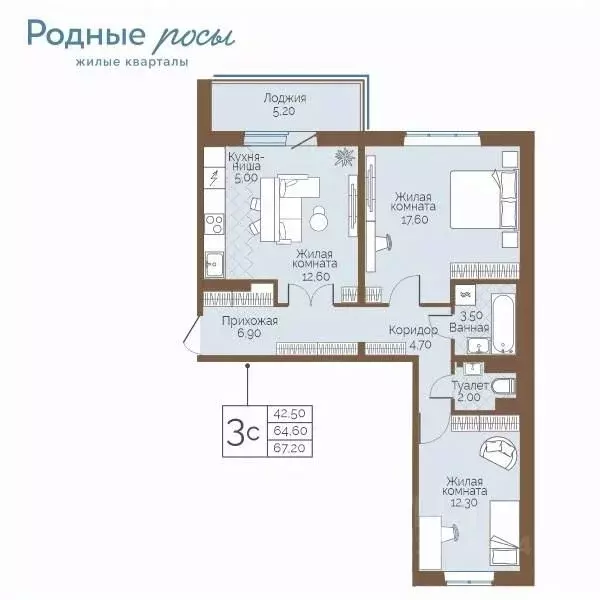 3-к кв. Пермский край, Пермский муниципальный округ, с. Фролы ул. ... - Фото 1