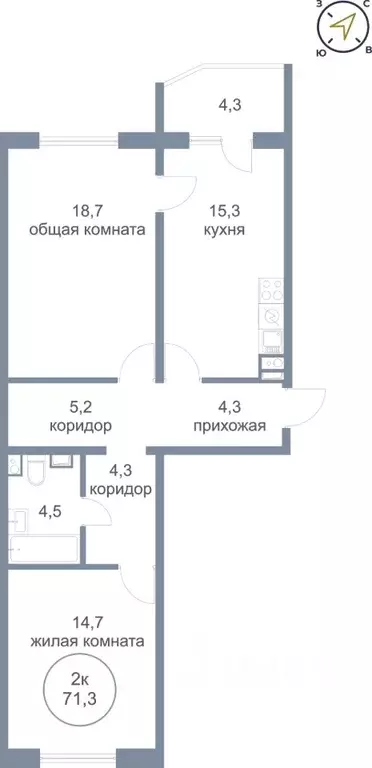 2-к кв. Ханты-Мансийский АО, Нефтеюганск 17-й мкр, 7/2 (71.3 м) - Фото 0