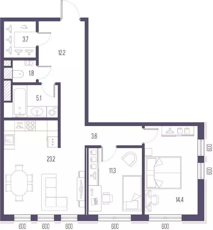 2-комнатная квартира: Санкт-Петербург, улица Стахановцев, 1 (75.3 м) - Фото 1