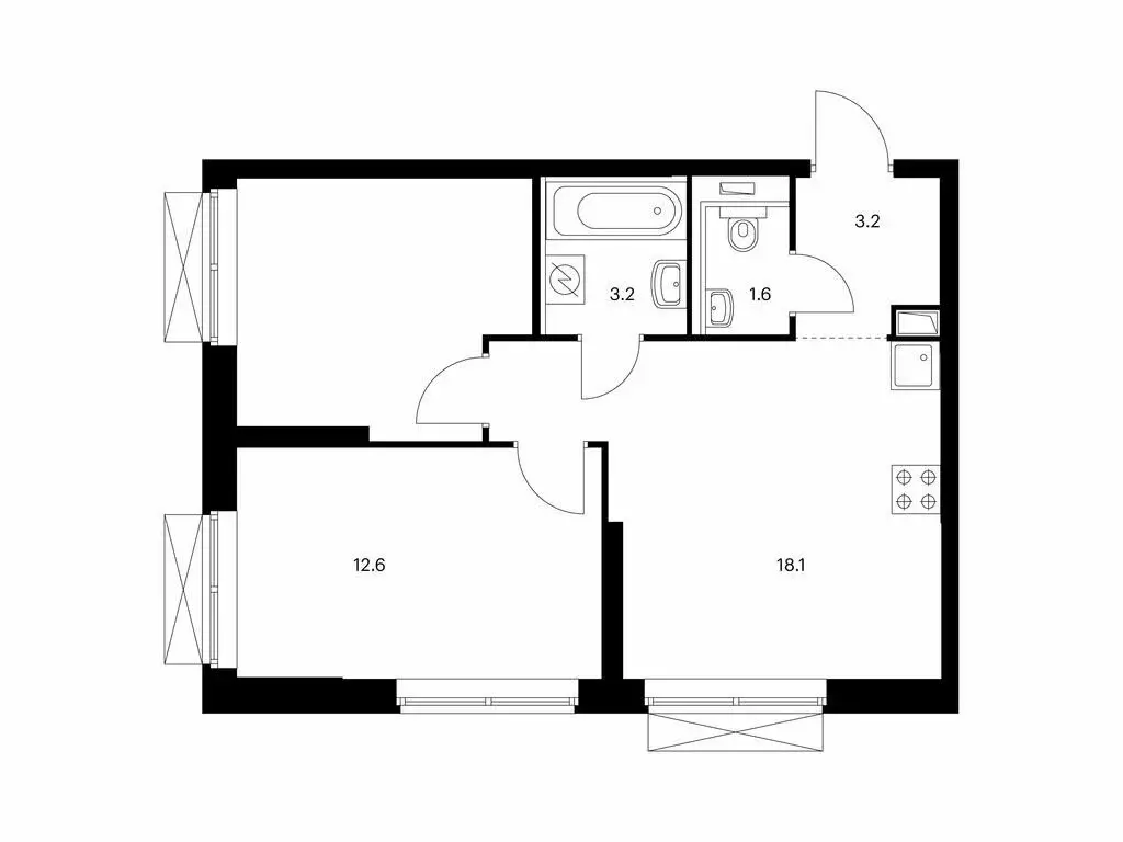 2-комнатная квартира: Казань, ЖК Сиберово, 1 (49 м) - Фото 0