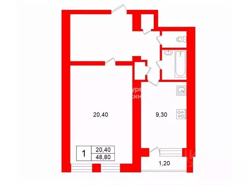 1-к кв. Псковская область, Псков Петровская ул., 26 (48.8 м) - Фото 2