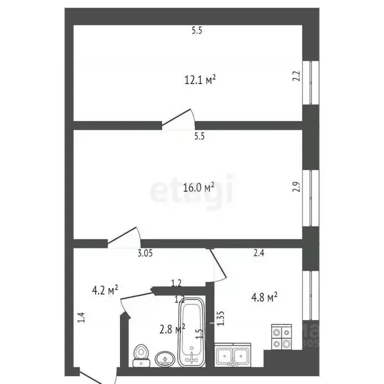 2-к кв. Ростовская область, Новошахтинск ул. Войкова, 64 (39.0 м) - Фото 1