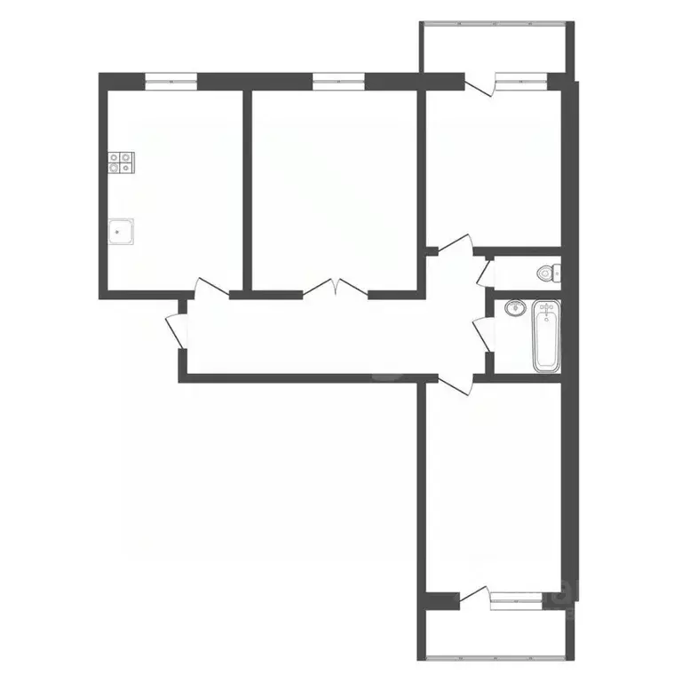 3-к кв. Тульская область, Тула ул. Кирова, 29 (65.0 м) - Фото 2