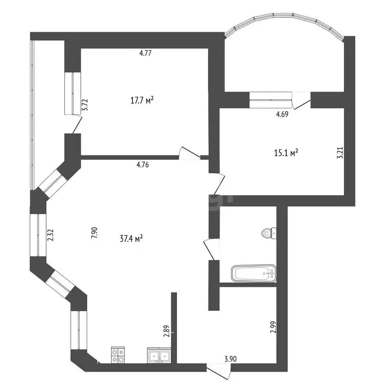 2-комнатная квартира: Тюмень, улица Грибоедова, 15 (87.5 м) - Фото 0