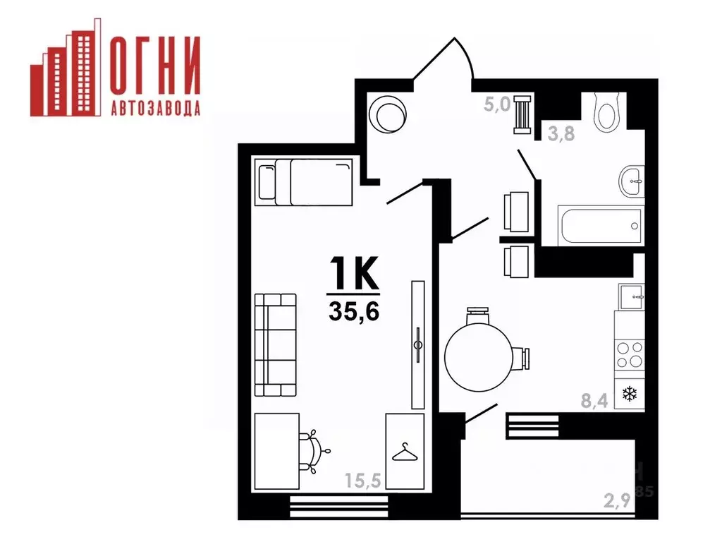 1-к кв. Нижегородская область, Нижний Новгород Коломенская ул., 8к4 ... - Фото 1