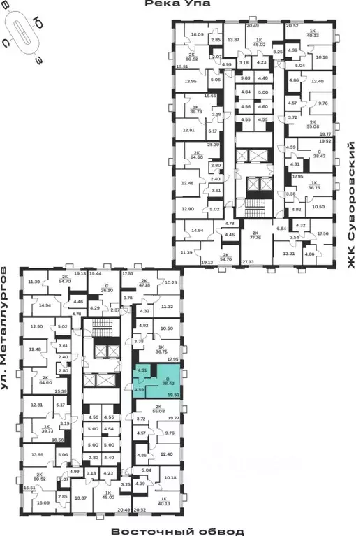 Студия Тульская область, Тула Парк Патриот жилой комплекс (28.42 м) - Фото 2